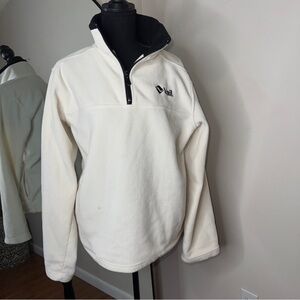 Vintage Vail Colorado Pullover Fleece Sweatshirt Unisex 1/4 Zip Ivory Size L